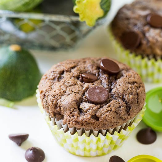 Dark Chocolate Zucchini Muffins